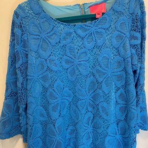**REDUCED- Lilly Pulitzer Ophelia Zanzibar Blue Flower Lace Dress- Large